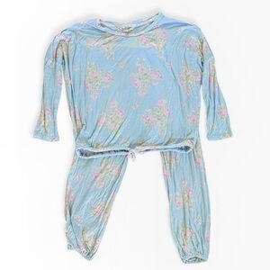 Shabby Chic Crop Top Capris Pajamas Women’s Medium Blue Floral Soft Cottagecore